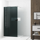 Pack paroi de douche 100x200cm verre fumé 8mm - barre de fixation extensible et profil chrome Aurlane - PACF444