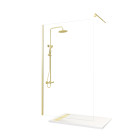 Pack paroi 120x200 + bras + receveur linéaire acrylique 80x120 + colonne thermostatique - or brossé Aurlane - PACF447