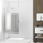 Paroi de douche 100x200cm miroir - profilé + barre plafond finition chrome - freedom 2 mirror