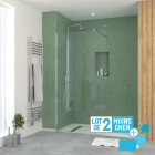 Lot de 2 parois de douche 100x195 cm en verre trempé 5 mm - profilés et bras chromés Aurlane - PACF464