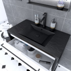 Meuble de salle de bain 80x50cm noir mat - 2 tiroirs blanc - vasque résine noire effet pierre - structura p049 Aurlane - PACM049