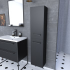 Colonne de salle de bain blanche 30x35x150 cm avec 2 portes et poignées noir mat - structura p059