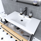Meuble salle de bains 80 cm à tiroirs finition chêne et noir - vasque résine blanche - structura Aurlane - PACM065