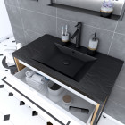 Meuble de salle de bain 80x50cm - vasque noir effet pierre 80x50cm - 2 tiroirs Aurlane - PACM082