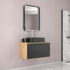 Pack meuble de salle de bain 53x45x80cm caisson 2 tiroirs + vasque rectangulaire noir mat - uby 80