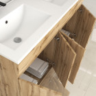 Meuble de salle de bains 120cm 4 portes_chêne industriel + vasque céramique blanche - timber 120 Aurlane - PACM602
