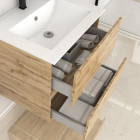 Meuble de salle de bains 60cm 2 tiroirs_chêne industriel + vasque céramique blanche - timber 60 Aurlane - PACM603