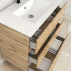 Meuble de salle de bains 80cm 3 tiroirs_chêne industriel + vasque céramique blanche - timber 80 Aurlane - PACM607