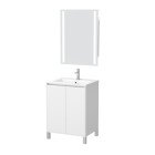 Pack meuble salle de bains 60cm blanc 2 portes, vasque, miroir 60x80 à leds intégrées - xenos Aurlane - PACM610