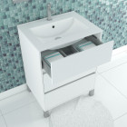 Pack meuble salle de bains 60cm blanc 3 tiroirs, vasque, miroir 60x80 à leds intégrées - xenos Aurlane - PACM618