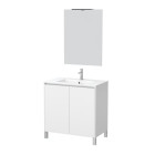 Pack meuble salle de bains 80cm blanc 2 portes, vasque, miroir 60x80 et réglette led - xenos Aurlane - PACM621