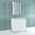 Pack meuble salle de bains 80cm blanc 2 portes, vasque, miroir 60x80 à leds intégrées - xenos Aurlane - PACM622