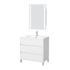Pack meuble salle de bains 80cm blanc 3 tiroirs, vasque, miroir 60x80 à leds intégrées - xenos Aurlane - PACM630
