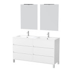 Meuble salle de bains 120 cm laqué blanc 6 tiroirs, vasque, miroirs 60x80 et réglettes led - xenos Aurlane - PACM641