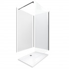 Pack panneau wall'it blan 90 et panneau wall'it blanc 120 + receveur whiteness ii + paroi en verre trempé + barre de fixation noir mat. Aurlane - PACP017