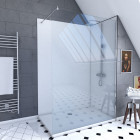 Pack panneau wall'it blan 90 et panneau wall'it blanc 120 + receveur whiteness ii + paroi en verre trempé black + barre de fixation chrome. Aurlane - PACP018