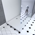 Pack panneau wall'it blanc 90 et panneau wall'it blanc 120 + receveur whiteness ii 120 + paroi en verre trempé bande miroira + barre de fixation chrome. Aurlane - PACP021