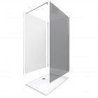 Pack panneau wall'it blanc 90 et panneau wall'it blanc 120 + receveur whiteness ii 120 + paroi en verre trempé fumé dark + barre de fixation. Aurlane - PACP022