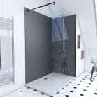 Pack 2 panneaux wall'it gris + paroi en verre trempé transparent + receveur + barre de fixation Aurlane - PACP029