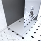 Pack 2 panneaux muraux + receveur + paroi en verre trempé miroir + barre de fixation Aurlane - PACP033