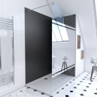 Pack 2 panneaux muraux wall'it noir + receveur whiteness ii 120 + paroi de douche freedom 2 miroir 120 + barre de fixation chrome