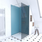 Pack 2 panneaux muraux wall'it bleu + receveur witheness ii + paroi freedom 2 fumée 90 + barre de fixation chrome Aurlane - PACP052