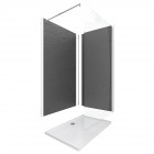 Pack panneau mural stone'it ardoise 90 + panneau mural stone'it ardoise 120 + paroi de douche + receveur + barre de fixation chrome Aurlane - PACP067