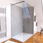 Pack panneaux muraux light grey 90+120x210 - receveur 120x90 - paroi 120x200 - profils et bras noir Aurlane - PACP077