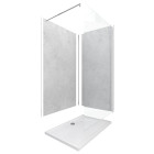 Panneaux muraux light grey 90+120x210 - receveur 120x90 - paroi 6mm transparente 120x200 + bras Aurlane - PACP078