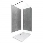 Pack 2 panneaux muraux stone'it silver grey + receveur whiteness ii 120 + paroi de douche freedom 2 dark 120 + barre de fixation noir Aurlane - PACP089