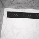 Receveur en acrylique blanc effet pierre 80x80x4 cm + grilles linéaires chrome et noire - moon Aurlane - PACR009