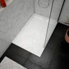 Pack receveur 120x80 blanc effet pierre et grille décor en aluminium blanc brillant - pack moon Aurlane - PACR016
