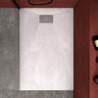 Pack receveur blanc effet pierre 120x80 cm et grille décor perforée en inox - pack rock 2 Aurlane - PACR104