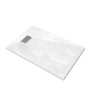 Pack receveur blanc effet pierre 140x90 cm et grille décor perforée en inox - pack rock 2 Aurlane - PACR105