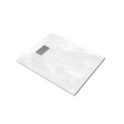 Pack receveur blanc effet pierre 100x80 cm et grille décor perforée en inox - pack rock 2 Aurlane - PACR106