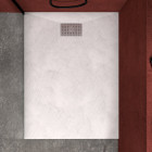 Pack receveur blanc effet pierre 120x90 cm et grille décor perforée en inox - pack rock 2 Aurlane - PACR107