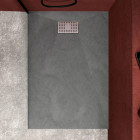 Pack receveur gris effet pierre 140x90 cm et grille décor perforée en inox - pack rock 2 Aurlane - PACR115