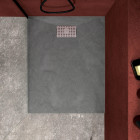 Pack receveur gris effet pierre 100x80 cm et grille décor perforée en inox - pack rock 2 Aurlane - PACR116