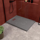 Pack receveur gris effet pierre 120x90 cm et grille décor perforée en inox - pack rock 2 Aurlane - PACR117