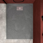 Pack receveur gris effet pierre 120x90 cm et grille décor linéaire en inox - pack rock 2 Aurlane - PACR122