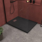 Pack receveur noir effet pierre 120x90 cm et grille décor perforée en inox - pack rock 2 Aurlane - PACR127