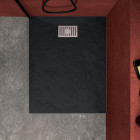 Pack receveur noir effet pierre 100x80 cm et grille décor linéaire en inox - pack rock 2 Aurlane - PACR131
