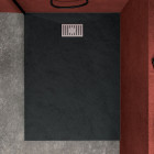 Pack receveur noir effet pierre 120x90 cm et grille décor linéaire en inox - pack rock 2 Aurlane - PACR132