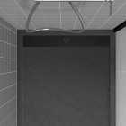 Receveur en acrylique gris effet pierre 90x90x4 cm + grilles linéaires chrome et noire - meteora Aurlane - PACR143