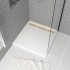 Receveur en acrylique blanc 90x90x4 cm + grilles linéaires chrome et or brossé - whiteness ii Aurlane - PACR152
