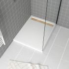 Receveur en acrylique blanc 80x100x4 cm + grilles linéaires chrome et or brossé - whiteness ii Aurlane - PACR153