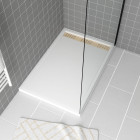 Receveur en acrylique blanc 80x120x4 cm + grilles linéaires chrome et or brossé - whiteness ii Aurlane - PACR154
