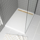 Receveur en acrylique blanc 90x120x4 cm + grilles linéaires chrome et or brossé - whiteness ii Aurlane - PACR155