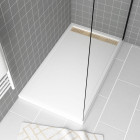 Receveur en acrylique blanc 80x140x5 cm + grilles linéaires chrome et or brossé - whiteness ii Aurlane - PACR156