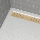 Receveur en acrylique blanc effet pierre 80x120x4 cm + grilles linéaires chrome et or brossé - moon Aurlane - PACR160